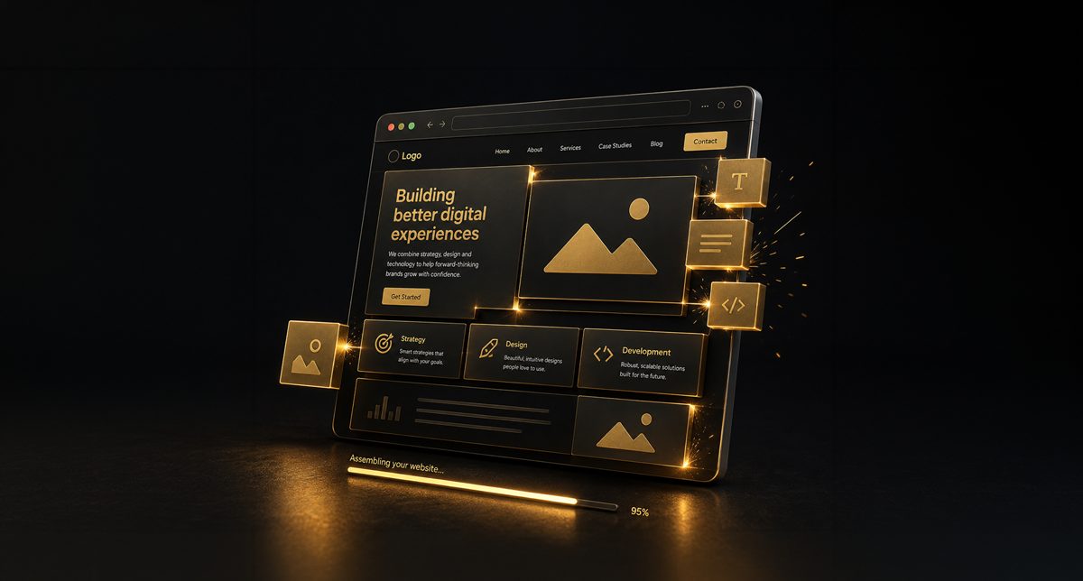 A website assembling itself on a tablet screen, showing builds that now ship in under two days A website assembling itself on a tablet screen, showing builds that now ship in under two days