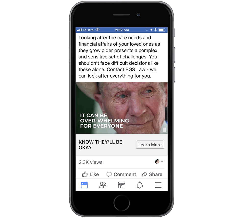 A mobile social advert in the Facebook and Instagram feed A mobile social advert in the Facebook and Instagram feed